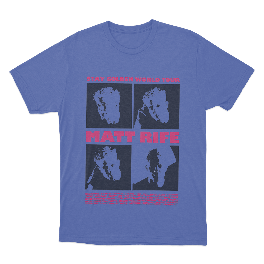 Matt Rife Stay Golden Tour Unisex T Shirt Blue Matt Rife Stay Golden Tour Unisex T Shirt Blue