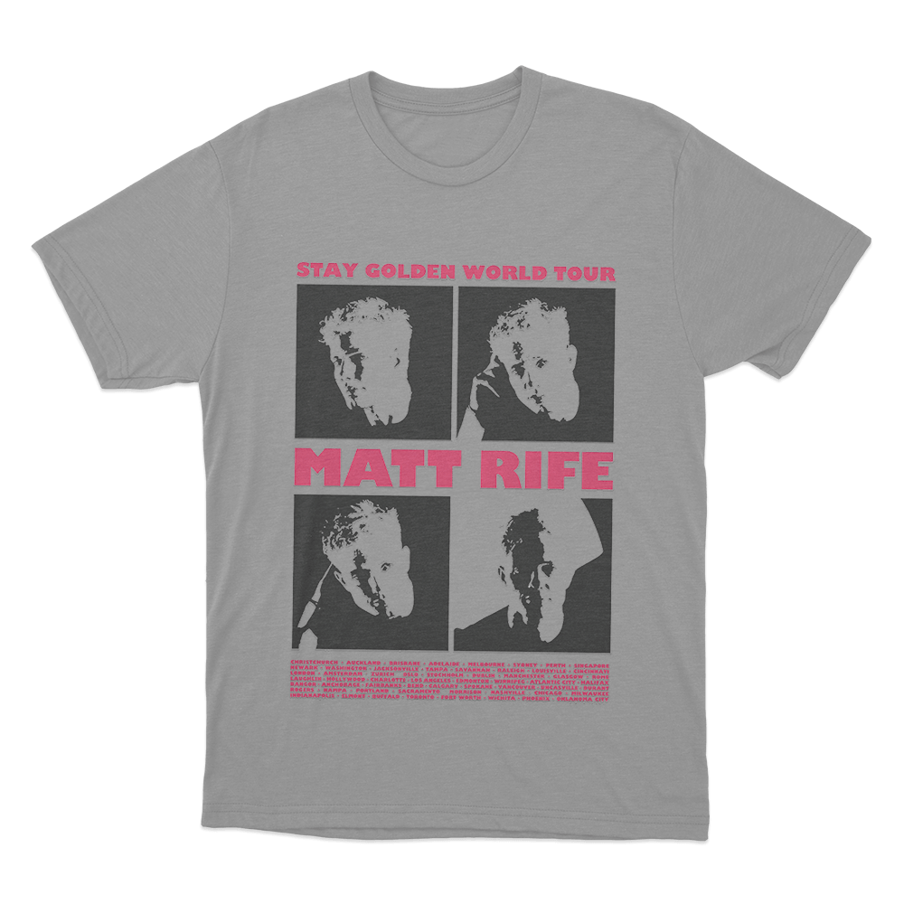 Matt Rife Stay Golden Tour Unisex T Shirt Grey Matt Rife Stay Golden Tour Unisex T Shirt Grey