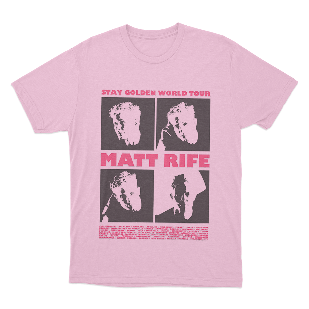 Matt Rife Stay Golden Tour Unisex T Shirt Pink Matt Rife Stay Golden Tour Unisex T Shirt Pink
