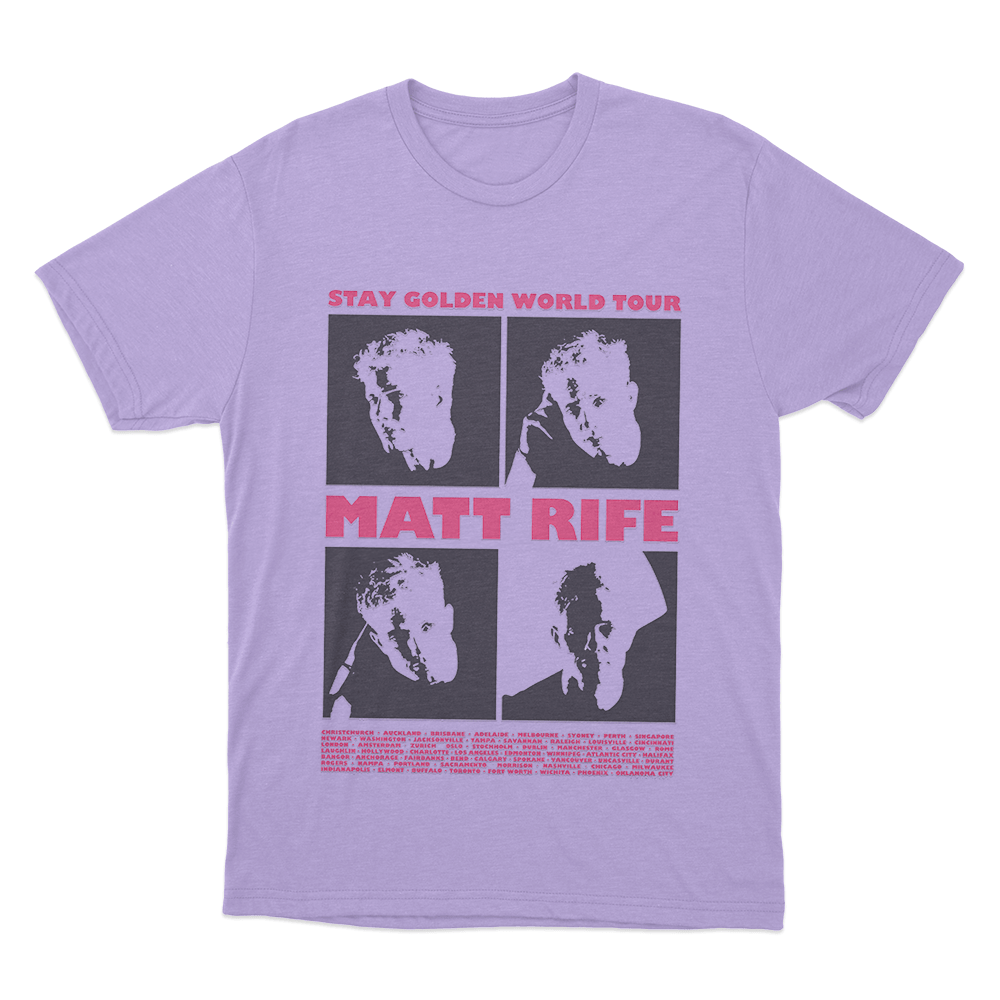 Matt Rife Stay Golden Tour Unisex T Shirt Purple Matt Rife Stay Golden Tour Unisex T Shirt Purple