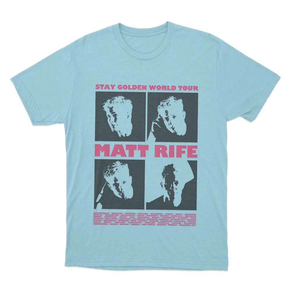 Matt Rife Stay Golden Tour Unisex T Shirt Sky Blue Matt Rife Stay Golden Tour Unisex T Shirt Sky Blue