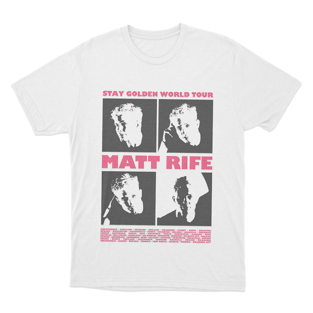 Matt Rife Stay Golden Tour Unisex T Shirt White Matt Rife Stay Golden Tour Unisex T Shirt White